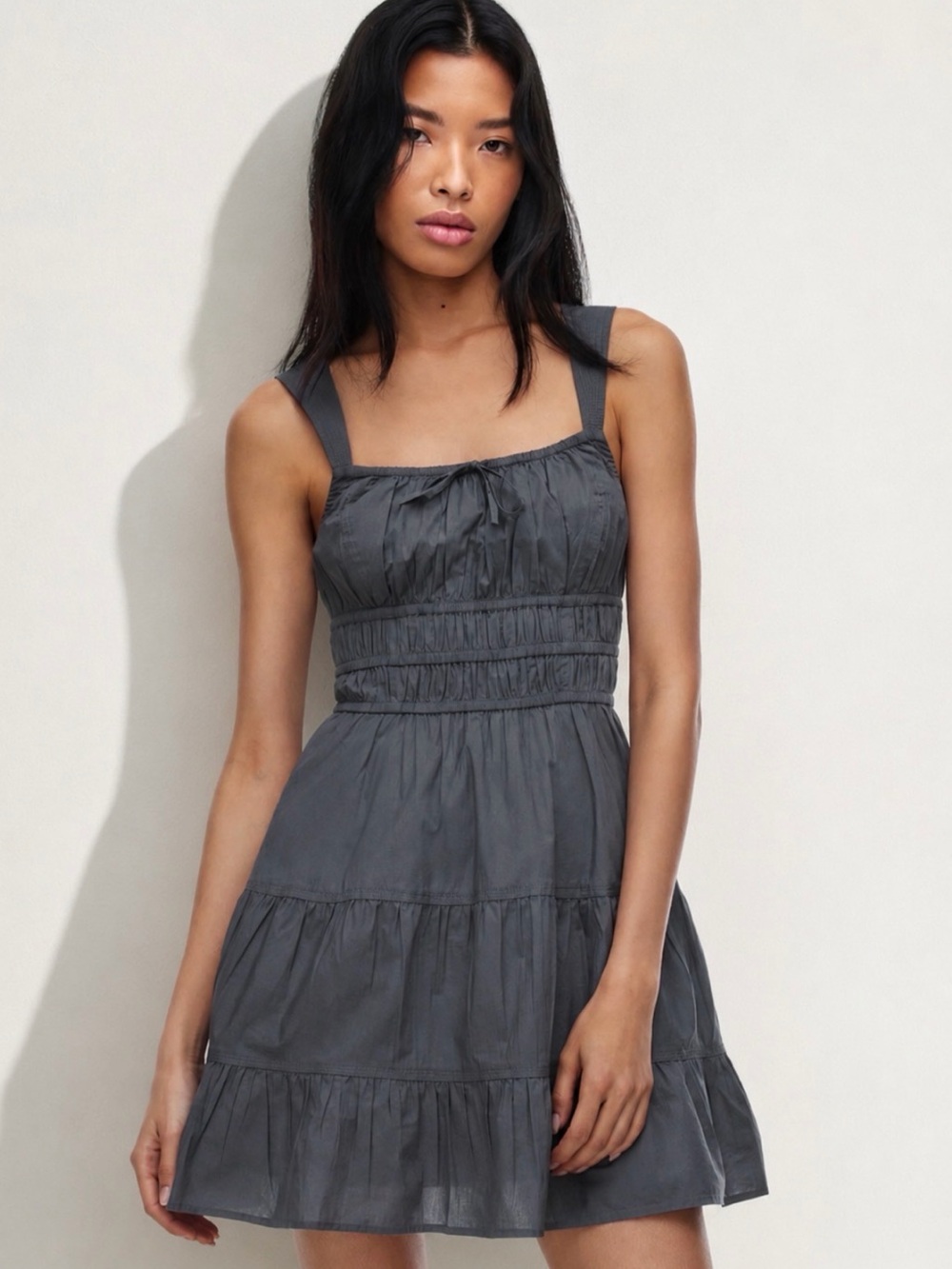 Aritzia SUNDAY BEST Martine Poplin Mini Dress Size S Vintage Navy